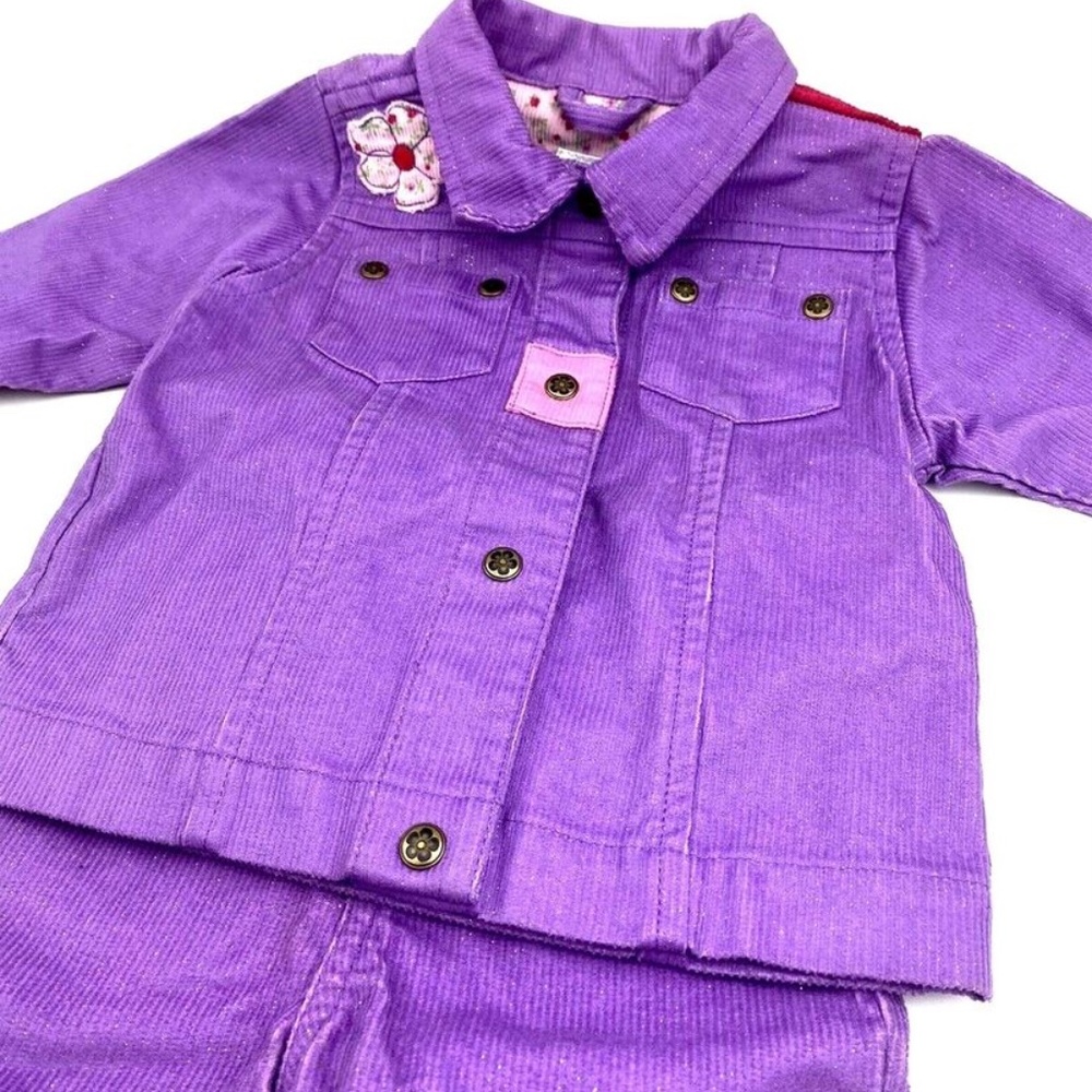 Starting out Baby outfit Size 12m Girls Matching 2pc jacket pants sparkly purple